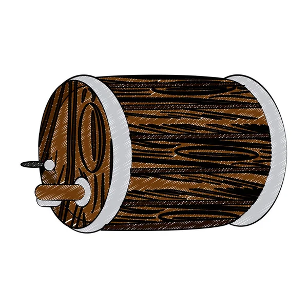 Baril de bière en bois gribouillage — Image vectorielle