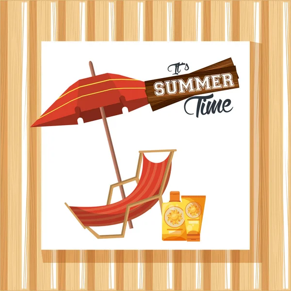 Summer time and vacations card poster — 스톡 벡터