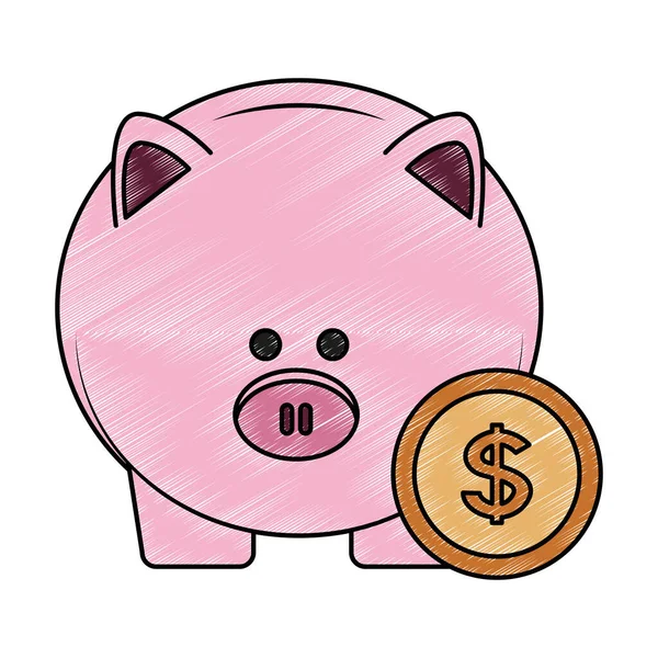 Piggy garabato símbolo de ahorro — Archivo Imágenes Vectoriales
