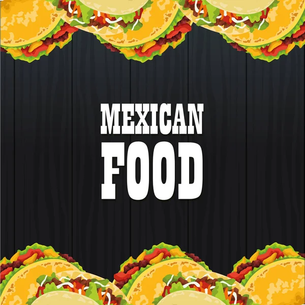 Poster di cibo messicano con tacos — Vettoriale Stock