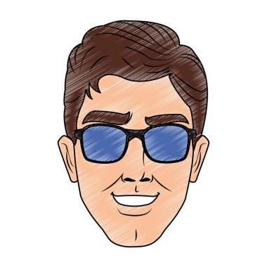 Adam yüz pop art karikatür karalama