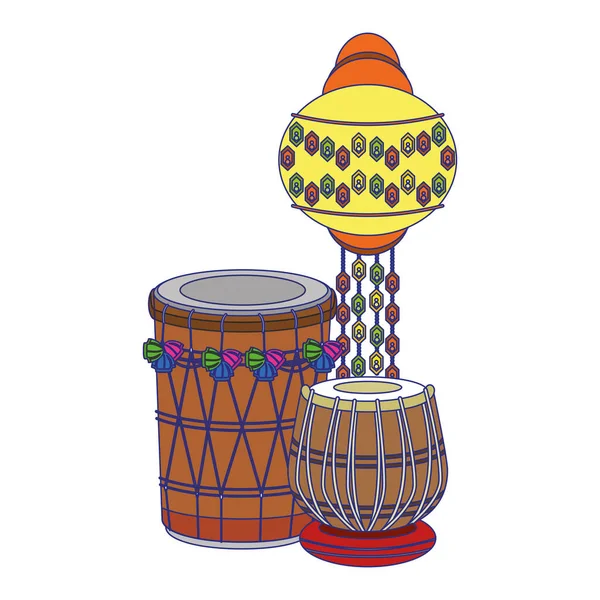 Indiska tabla trummor och papper ljusblå linjer — Stock vektor