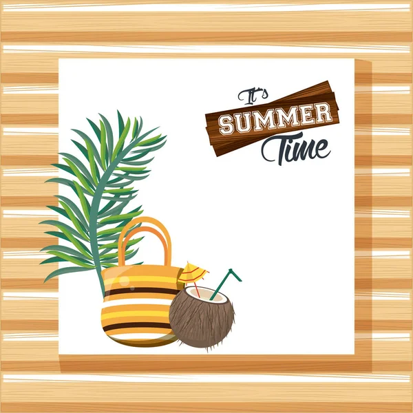 Cartel de la tarjeta de vacaciones y hora de verano — Archivo Imágenes Vectoriales
