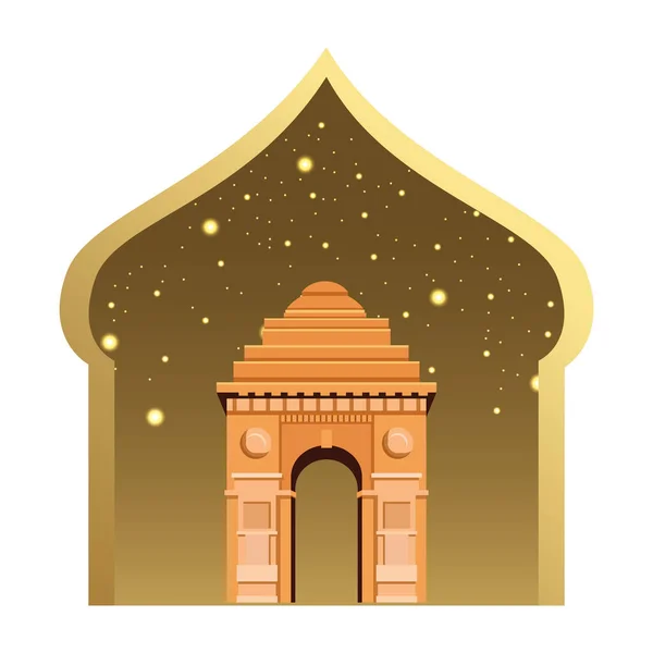 印度建筑纪念碑图标卡通 — 图库矢量图片