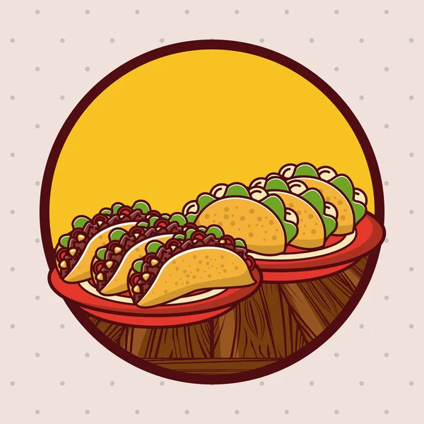 Delicious mexican food gastronomy cartoons — 스톡 벡터