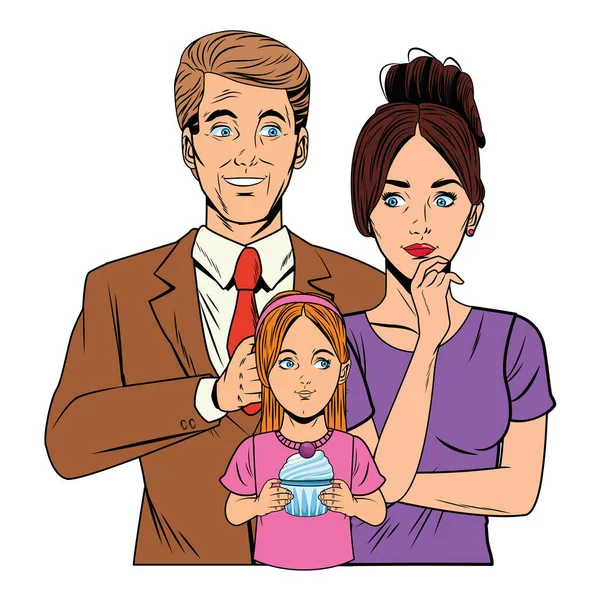 Family avatar with gift box — Stock Vector