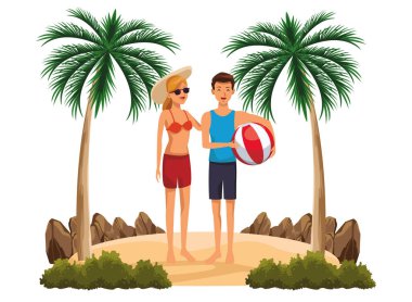 Yaz karikatürlerinde genç çift