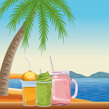 tropikal smoothie içecek simgesi karikatür