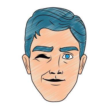 Adam yüz pop art karikatür karalama