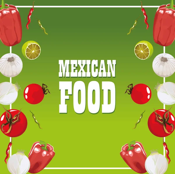 Poster makanan Meksiko dengan sayuran - Stok Vektor