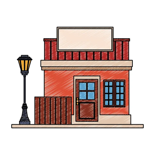 Здание магазина каракули — стоковый вектор