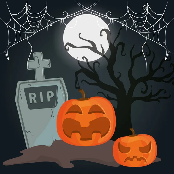 Šťastný Halloween strašidelný večer — Stockový vektor