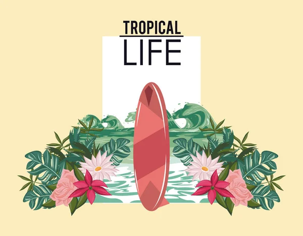 Vie tropicale et carte d'été plage — Image vectorielle