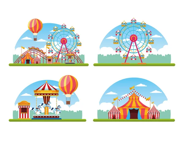 Circus festival fair set of scenery — 스톡 벡터