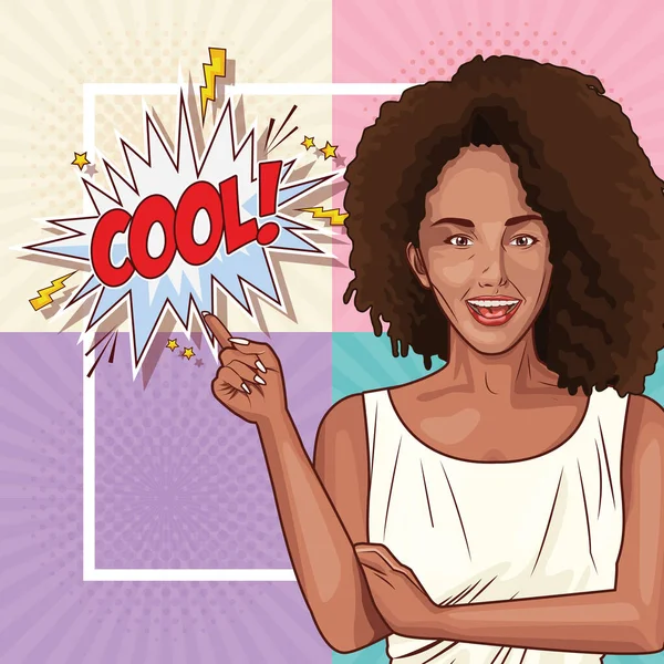 Pop arte jovem mulher desenho animado —  Vetores de Stock