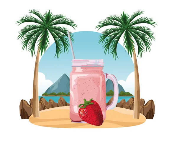 Tropisch fruit en smoothie-drankje — Stockvector