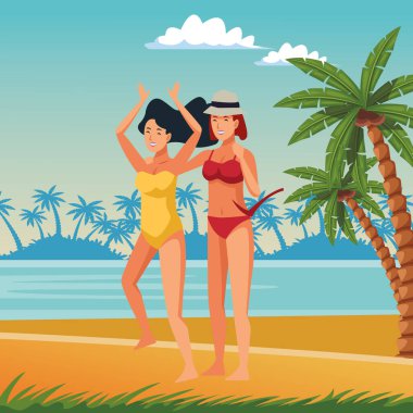 Yaz karikatürlerinde genç kadınlar