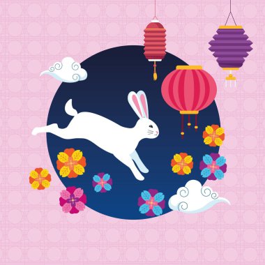 orta sonbahar çin festivali karikatür