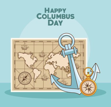 Mutlu Kolomb Günü tasarımının sunucu ve ilgili simgeleri