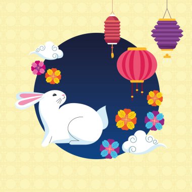 orta sonbahar çin festivali karikatür