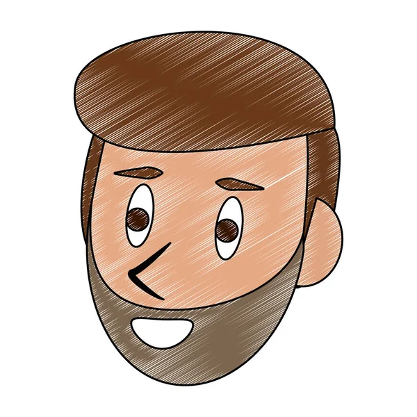 Hombre cara caricatura garabato — Vector de stock