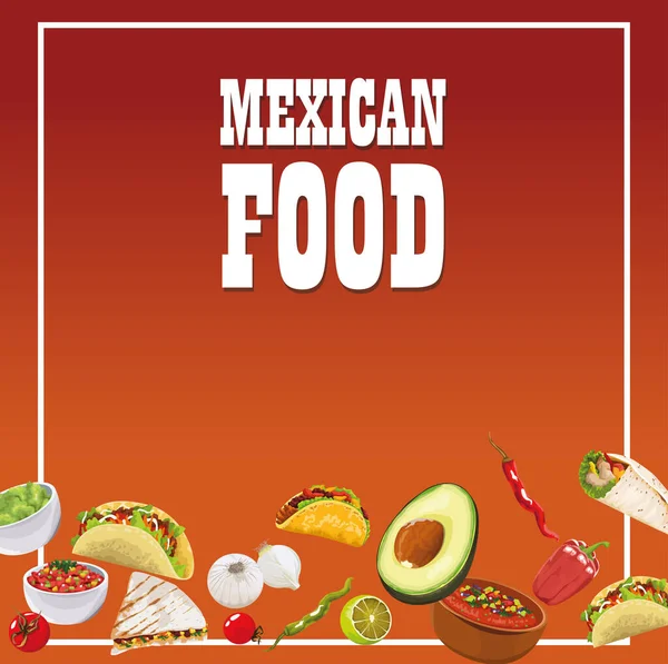 Mexikanisches Essen Poster mit Gemüsesalat — Stockvektor