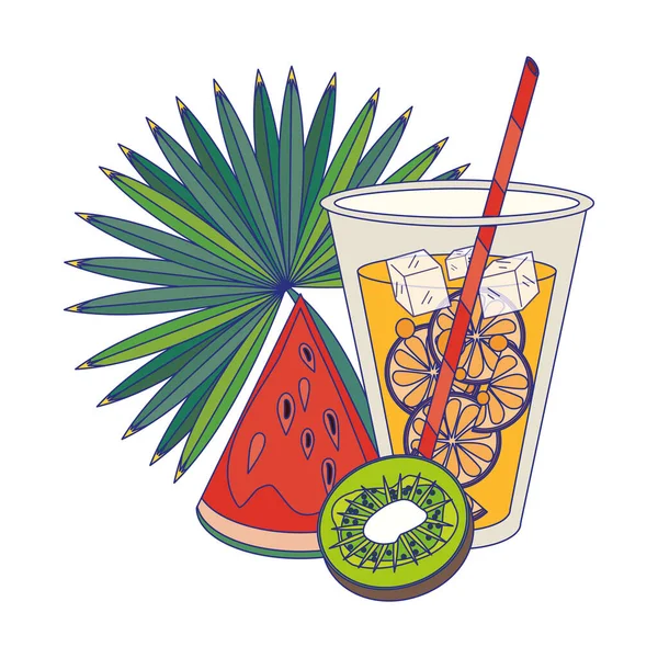 Bebidas y cócteles de dibujos animados de verano — Archivo Imágenes Vectoriales