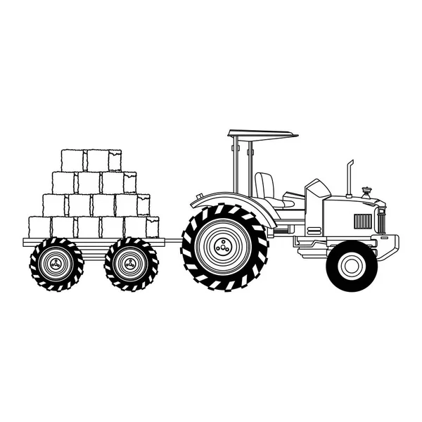 Zemědělský nákladní automobil s nákladem balíků sena — Stockový vektor