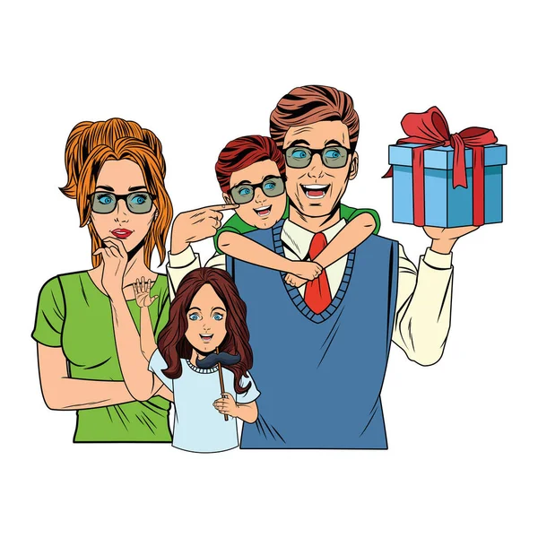 Familj firar far dag avatarer — Stock vektor