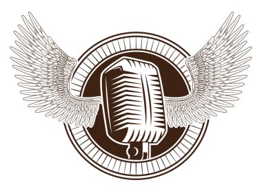 Kanatları çizilmiş antika mikrofon