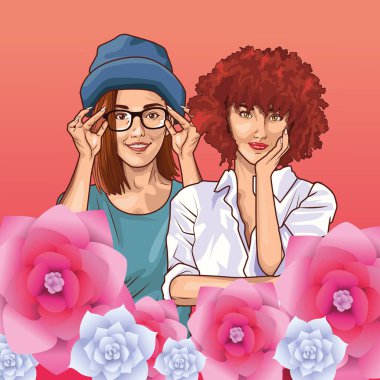 Pop sanat modası ve güzel kadın çizgi filmi