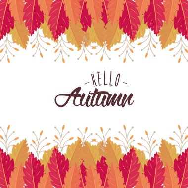 Merhaba, yapraklı sonbahar kartı.