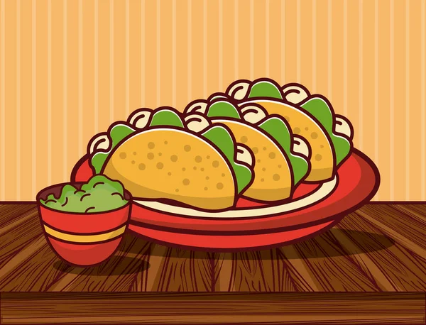 Delicioso comida mexicana desenhos animados gastronomia —  Vetores de Stock