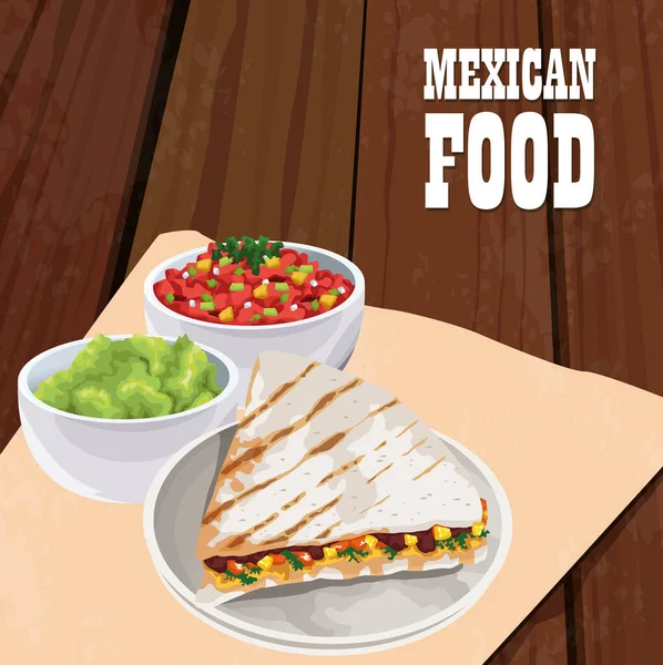 Affiche alimentaire mexicaine avec fajitas — Image vectorielle