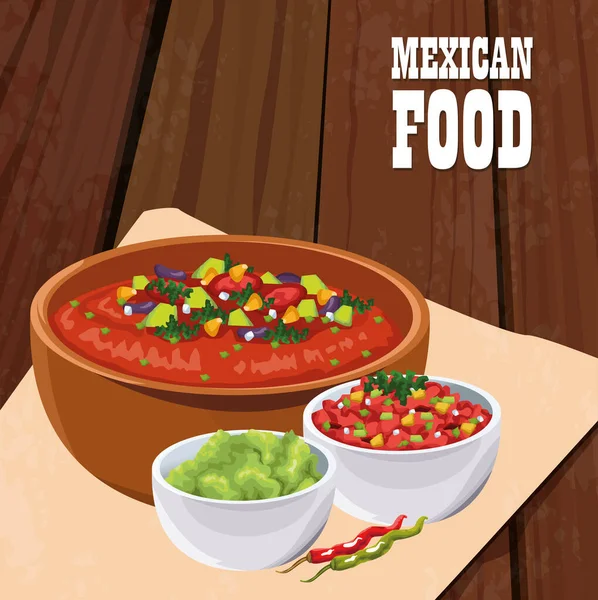 Poster makanan Meksiko dengan salad sayuran - Stok Vektor