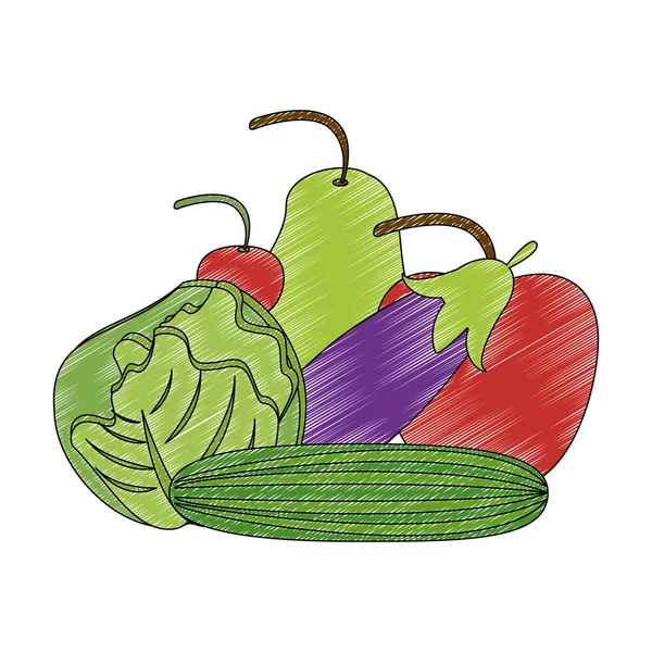 Φρούτα και λαχανικά σκαριά — Διανυσματικό Αρχείο