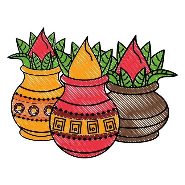 Elementos indianos Ugadi rabiscar — Vetor de Stock