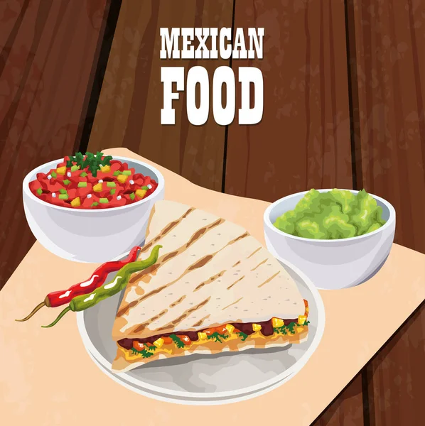 Mexican food poster with fajitas — Stock Vector