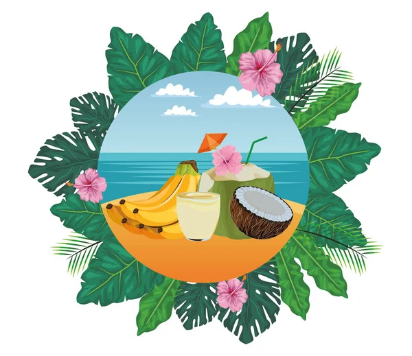 Ovoce tropické smoothie nápoj karikatura — Stockový vektor