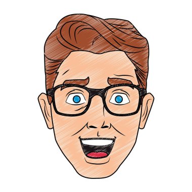 Adam yüz pop art karikatür karalama