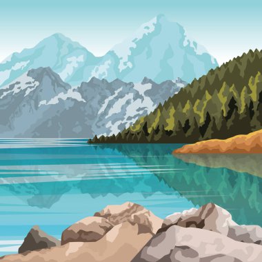 Güzel doğa manzara çizim sahne