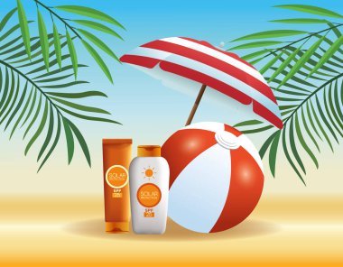 Yaz ve sahil ürünleri çizgi filmleri