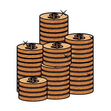 Bozuk paralar izole karalama yığılmış