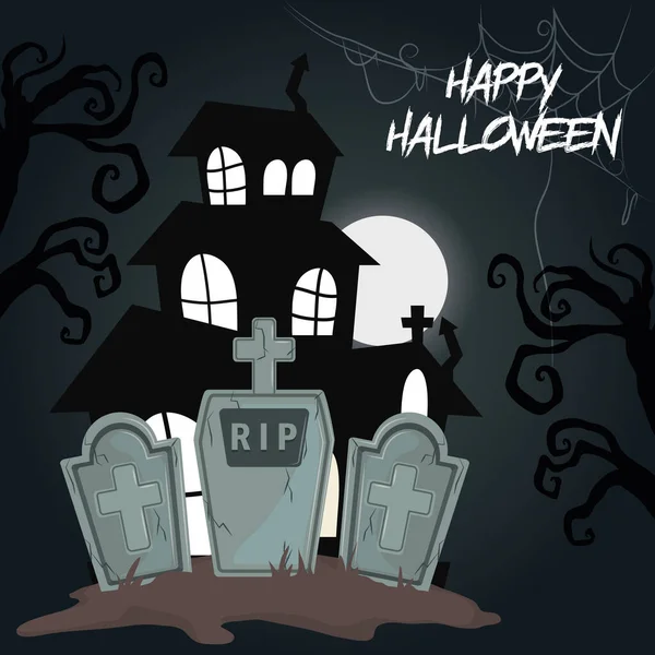Feliz dia das bruxas noite assustadora desenhos animados — Vetor de Stock