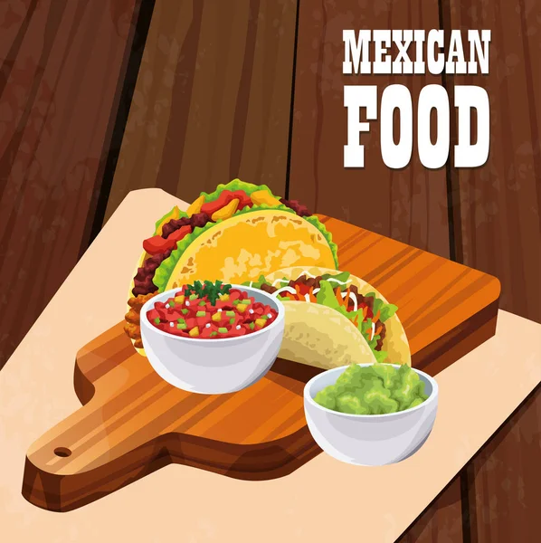 Afiche de comida mexicana con tacos — Archivo Imágenes Vectoriales