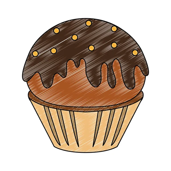 Cupcake dessert isolé gribouillage — Image vectorielle