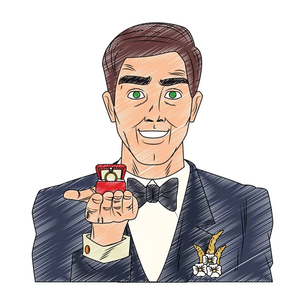 Groom pop arte cartoon rabiscar — Vetor de Stock