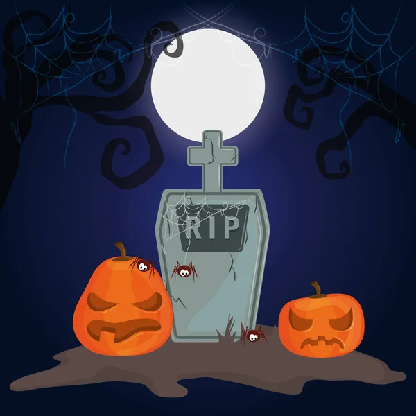 Happy halloween scary night cartoon — Stock Vector