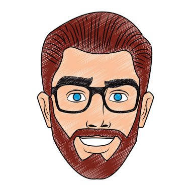 Adam yüz pop art karikatür karalama