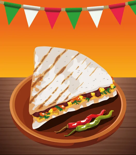 Poster makanan Meksiko dengan fajitas - Stok Vektor